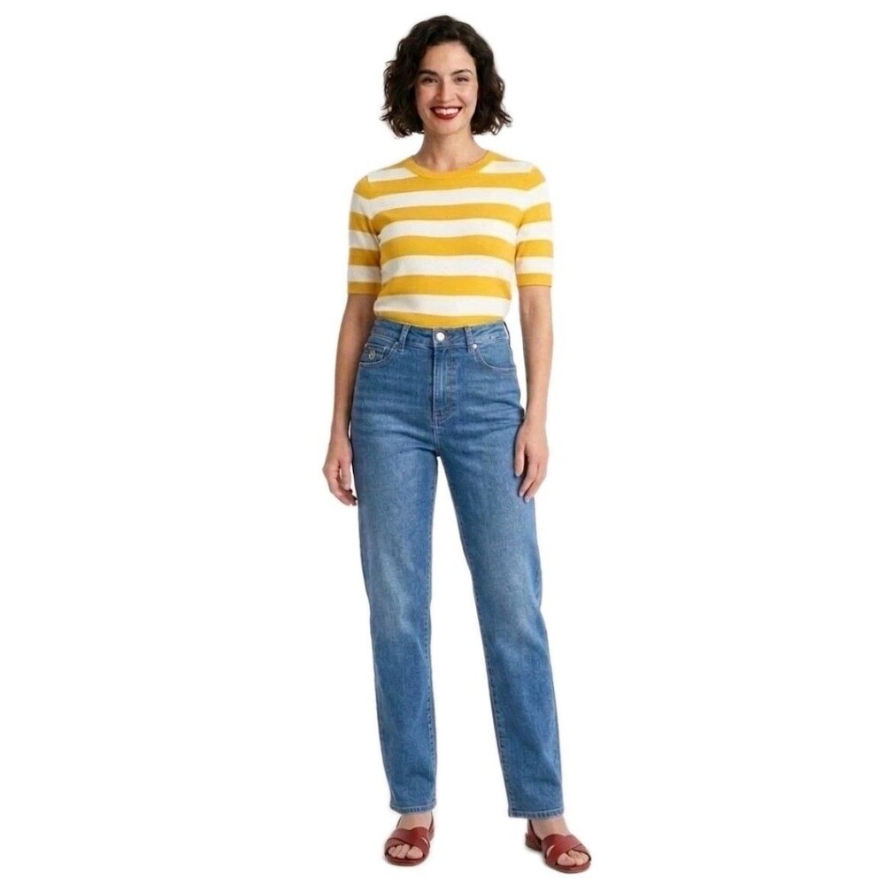 Gloria Vanderbilt High Rise Straight Leg Jean Relaxed Fit Light Blue Wash Size 8
